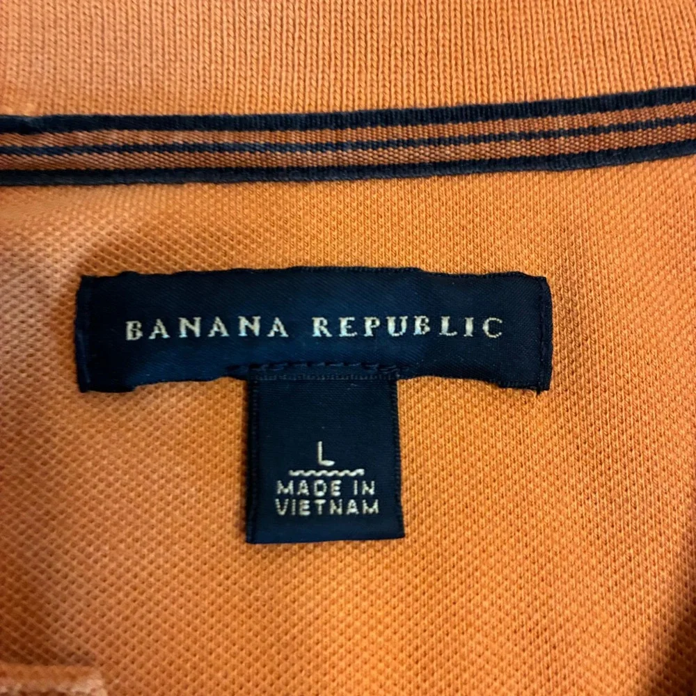 Banana Republic Mens Large Burnt Orange Elephant Logo Cotton Lycra Polo Shirt